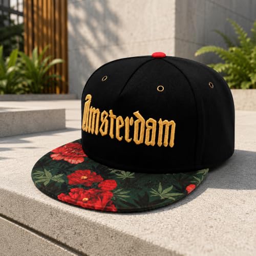 Image of VRITRAZ Comfortable Polyester 3D Printed Hip Hop Cap for Men & Women | Adjustable Snapback Closure Flat Brim Baseball Hat | Lightweight Urban Streetwear Headwear for Dance, Skateboarding, Gym, Sports
