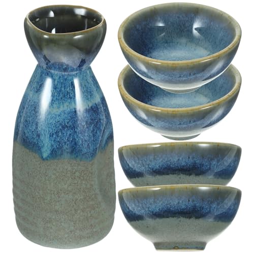 Juego de sake japonés de cerámica con botella de 130ml y 4 vasos de 40ml 2