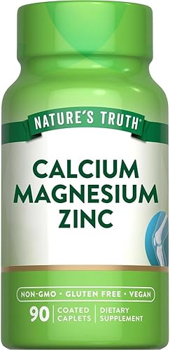 Nature's Truth Comprimidos recubiertos de calcio, magnesio, zinc y vitamina D3, 90 unidades, paquete de 2