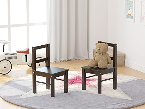 UTEX Child\'s Wooden Chair Pair for Play or Activity, Set of 2, Espresso …