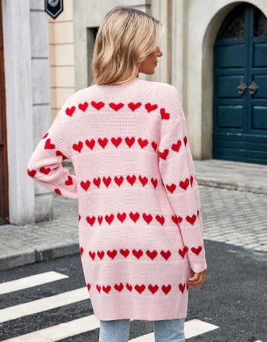 Image of Alsol Lamesa Women's Long Sleeve Heart Cardigan Sweaters V Neck Open Front Knit Coat