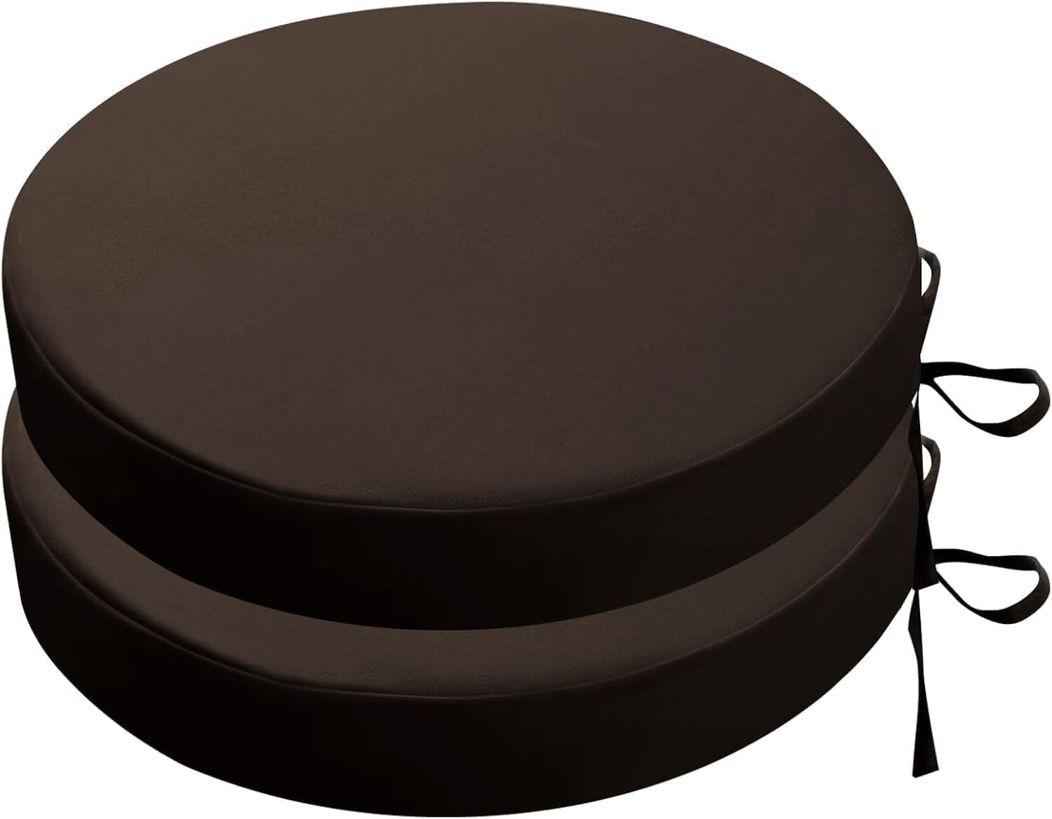 2/4 Pack Waterproof Round Outdoor Seat Cushions 40/45/50cm with Ties | 5cm Thick Garden Chair Pads for Patio, Kitchen Dining & Lawn Furniture(Brown,45x5cm(2pcs))