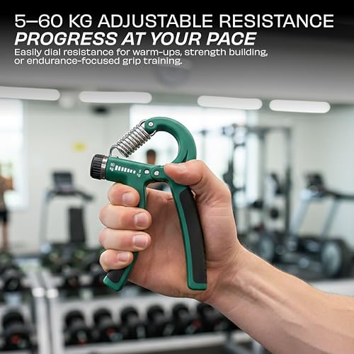 Image of Nivia Hand Grip 2.0 for men and women with 5 to 60 kg adjustable resistance, Steel spring, Anti-slip grip, Durable, Grip For Forearm Strength Training (Green)
