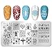 SILPECWEE 6pcs Christmas Nail Stamping Plate Nail Stamp Snowflake Elk Winter Nail Stencils Nail Art Stamping Kit Holiday Manicure Template