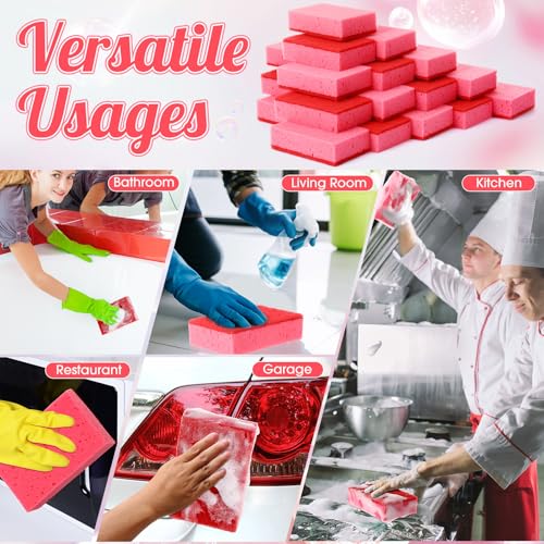 Image of Tioncy 24 Pcs Pink Kitchen Sponge Non-Scratch Scrub Washing Dishes Sponge Bulk Multi Use Dual Sided Scrub for Kitchen Bathroom, Household Cleaning