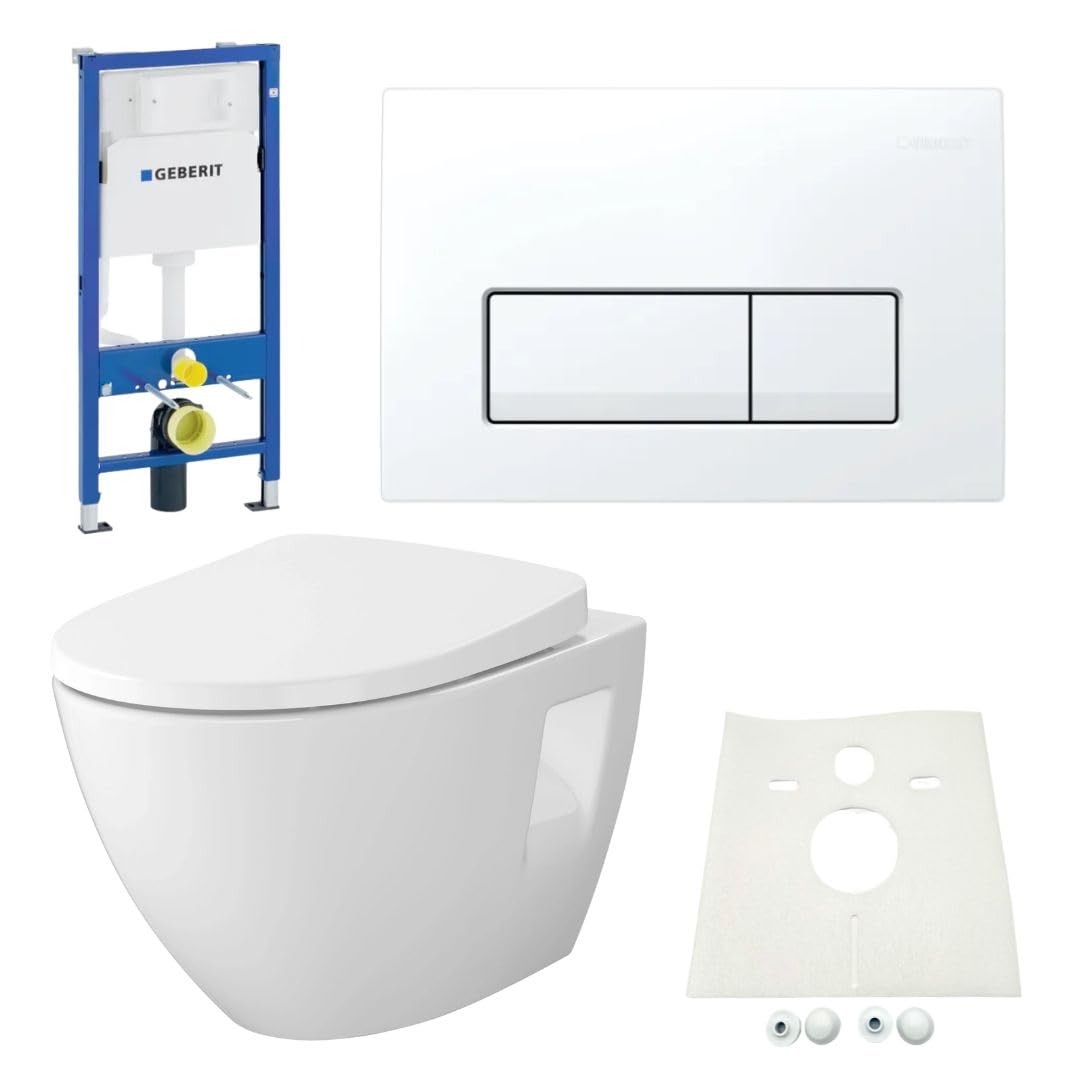 Vorwandelement Spülkasten HGMBAD WC spülrandlos Drückerplatte WC-Sitz Komplettset