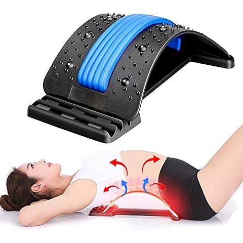 TANDCF Back Stretcher,Lumbar Pain Relief Device, Multi-Level Massager Lumbar, for Herniated Disc, Sciatica, Scoliosis, Lower and Upper Stretcher Support(Magnetic) Black-Magnetic Cover