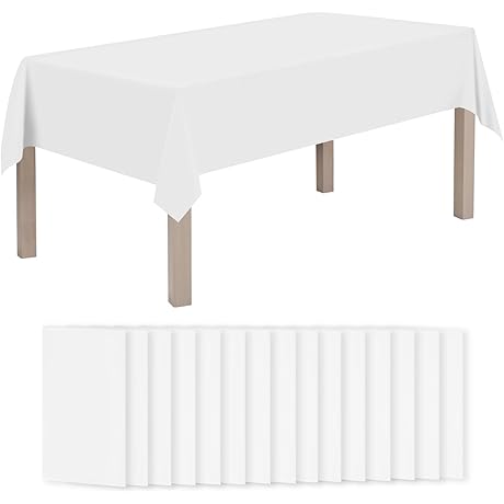 [16-Pack] Disposable Plastic Tablecloths for Rectangle Tables