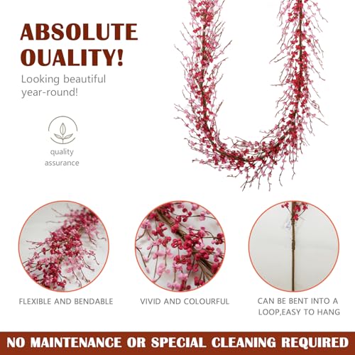 idyllic 6 Ft Valentine's Day Pink & Red Flower Wreath Decorations, Artificial Floral Garland with Bendable Stems for Front Door Mantel Table Bedroom Wedding Decor by idyllic - Used condition - Image 7