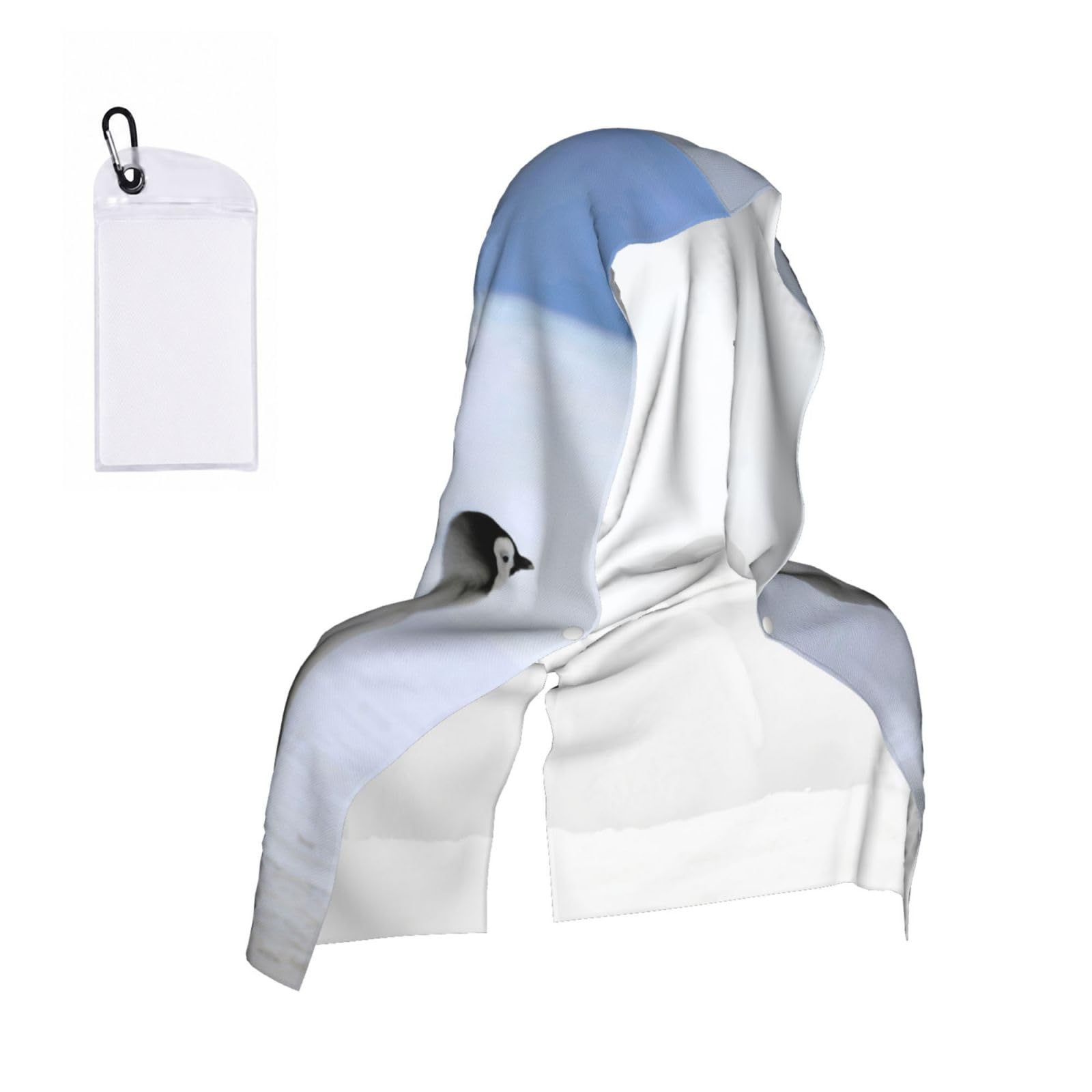 Yqxwjl Unisex Black Young Penguins With Snow Print Unsex Cooling Hoodie Towel, Cools Instantly When Wet Sun Protection For Sports Fitness Gym