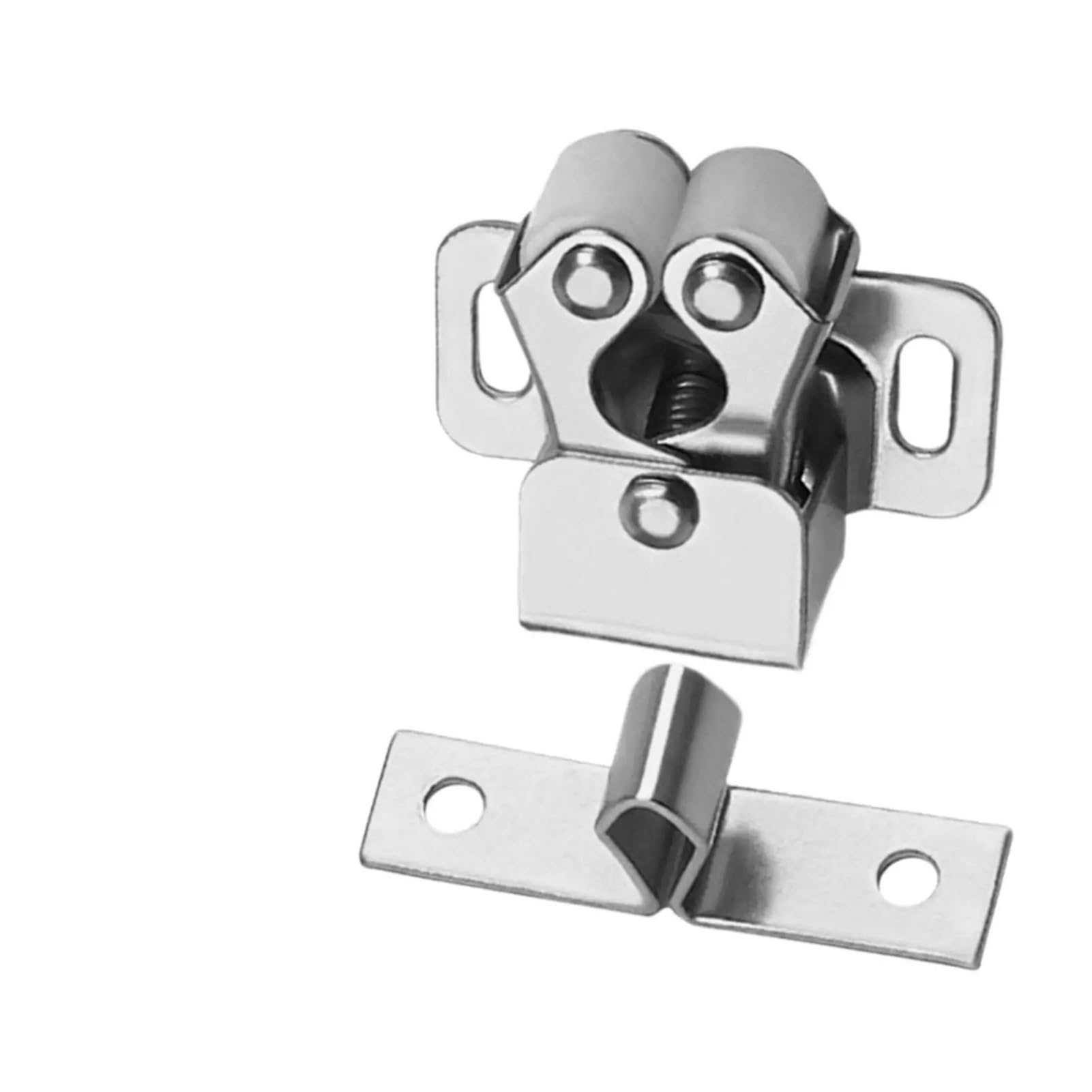 8pcs Double Roller Strong Hold Cupboard Cabinet Door Catches with Screws Catch Latch for Home Furniture for Furniture(Silver)