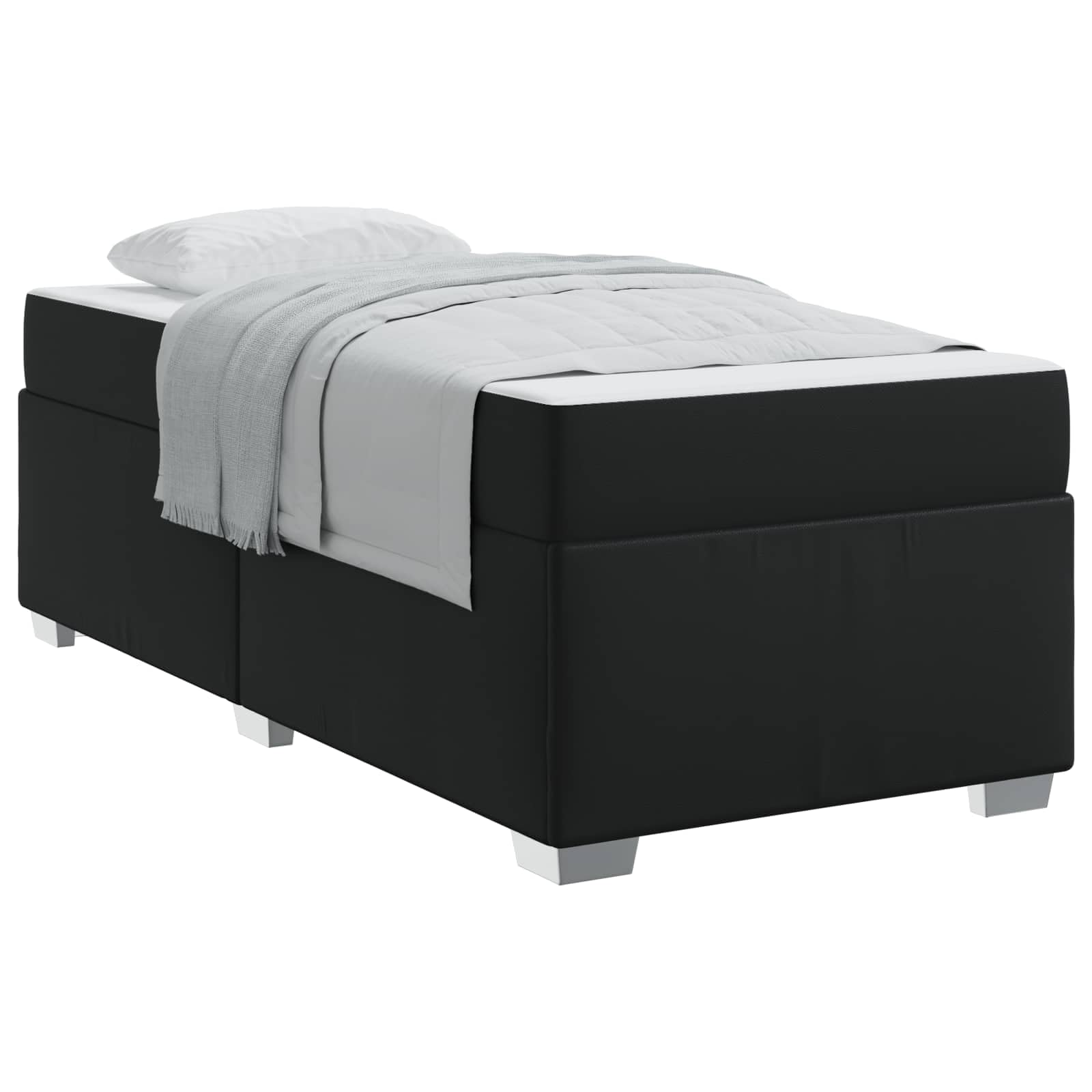 Cadre de lit avec Matelas Noir 80 x 200 cm Tissu Complet lit à Lattes Matelas fermeté Moyenne Design Moderne Chambre Adulte Confortable Ensemble Meuble