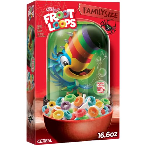 Kellogg's Froot Loops - Cereal para desayuno, cereales para niños, desayuno familiar, tamaño familiar, original, caja de 16 onzas (1 caja)