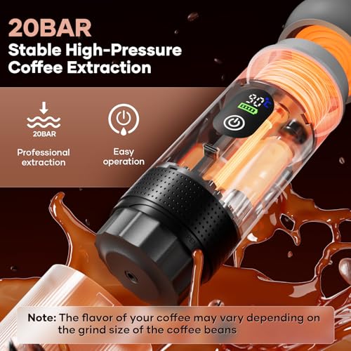 Portable Espresso Maker Coffee Machine 3-IN-1 Battery Coffee Maker 20-Bar Self-Heating Electric Espresso Machine Compatible with Ground Coffee & NS Capsule Pod USB-C for Car Camping Hiking RV - Image 3