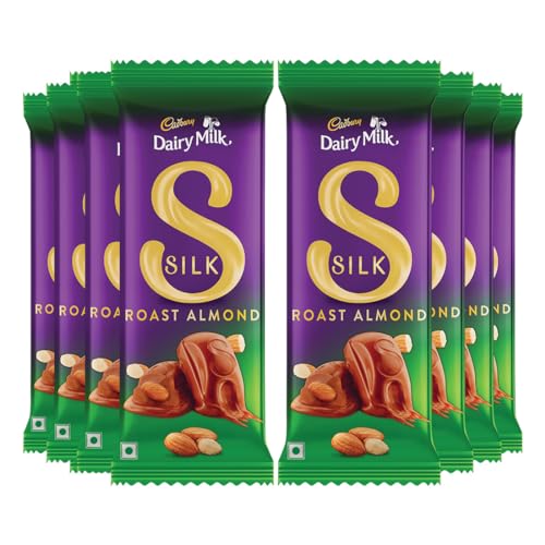 Image of Cadbury Dairy Milk Silk Roast Almond Chocolate Bars, 52 g (Pack of 8)