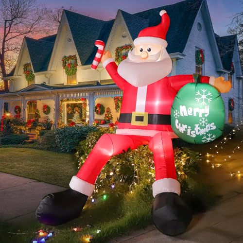 240CM Aufblasbar Weihnachtsmann mit LED Licht Gebläse, 8FT...