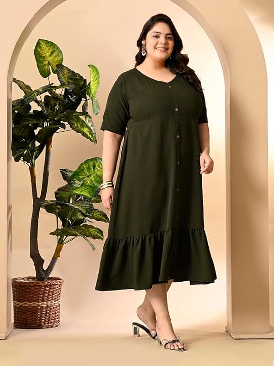 Image of PrettyPlus by Desinoor.com Women's Plus Size Kurta | Ethnic Kurta for Women | Office & Festive Traditional Kurta Firozi