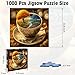 1000 Pieces Jigsaw Puzzles for Adults, Surreal Tea Cup with Vintage Clocks & Autumn Landscape Puzzle with Letters on Back, 22.8×22.8 Inch Hard Difficult Challenging Adult Puzzle for Gift & Home Decor