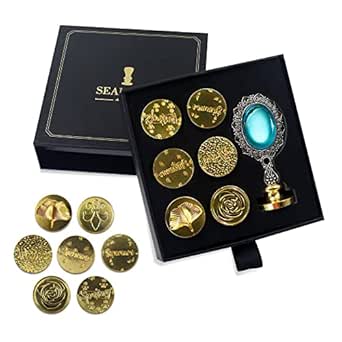 Wax Seal Stamp Set, 7 Pieces Sealing Wax Stamps+1 Piece Metal Hilt ...