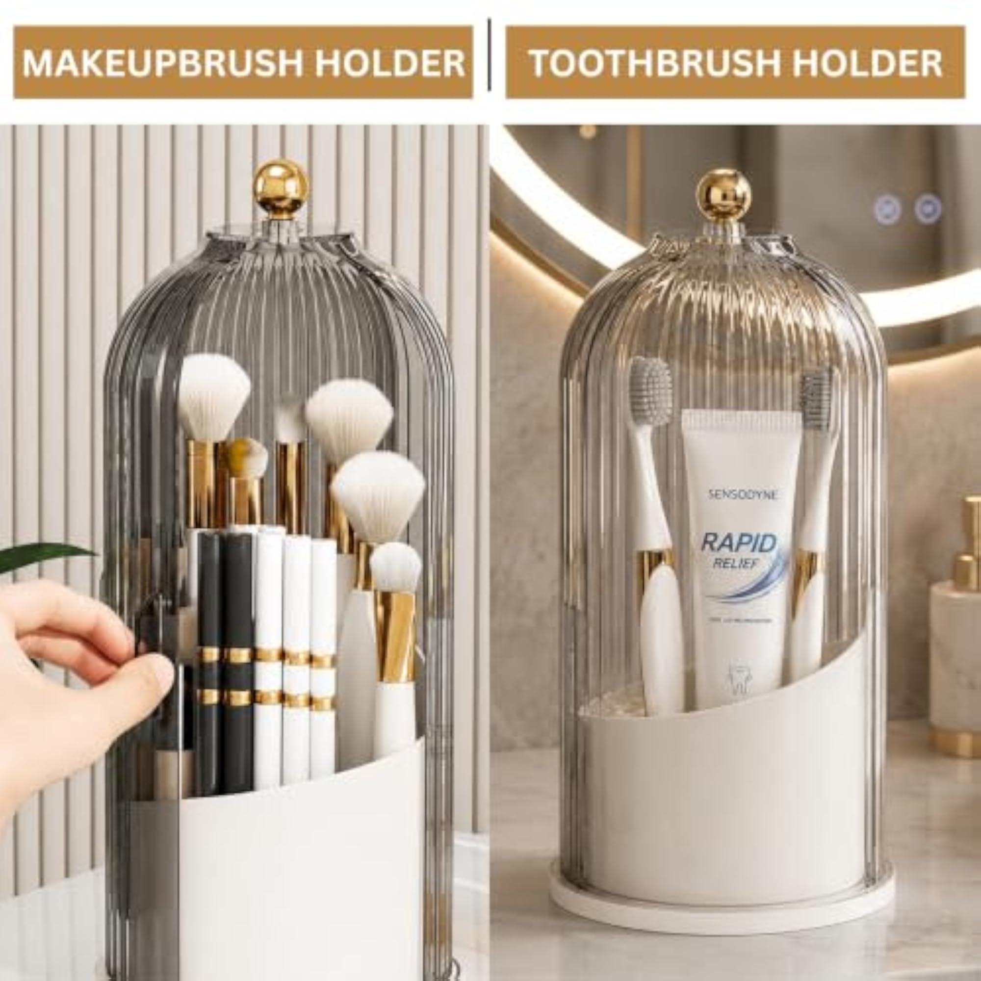 Luxury 360° Rotating Makeup Brush Holder