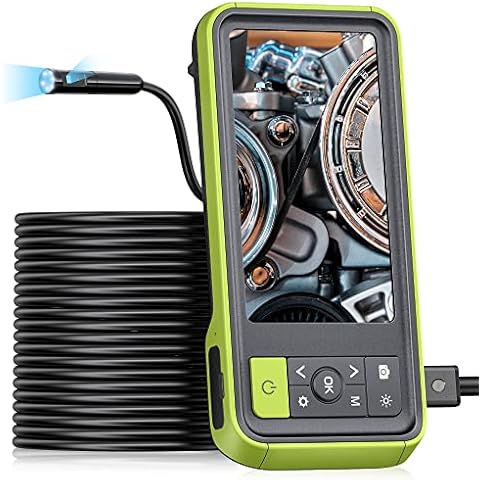 Endoskopkamera mit Licht 10m, Anykit Dual Lens Endoskop HD Kamera Inspektionskamera, IP67 Rohrkamera Kanalkamera 10m Wasserdicht, Industrielles Endoscope mit 4,5 Zoll Bildschirm, 2500mAh, 32GB Karte Cover