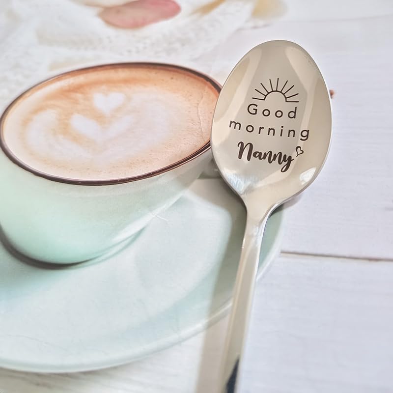 Nanny Gifts Spoons from Grandkids Grandchildren Good Morning Nanny Spoon for Nanny Tea Coffee Lovers Gifts Spoons for Nana Grandma Mothers Day Gift for Nana Grandmother