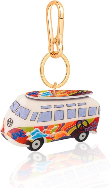 Car Shape Bag Charm Keychain - Colorful LOVE Design Acrylic Purse Accessory with Gold Lobster Clasp (Unisex)