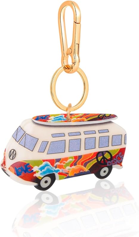 Car Shape Bag Charm Keychain - Colorful LOVE Design Acrylic Purse Accessory with Gold Lobster Clasp (Unisex)