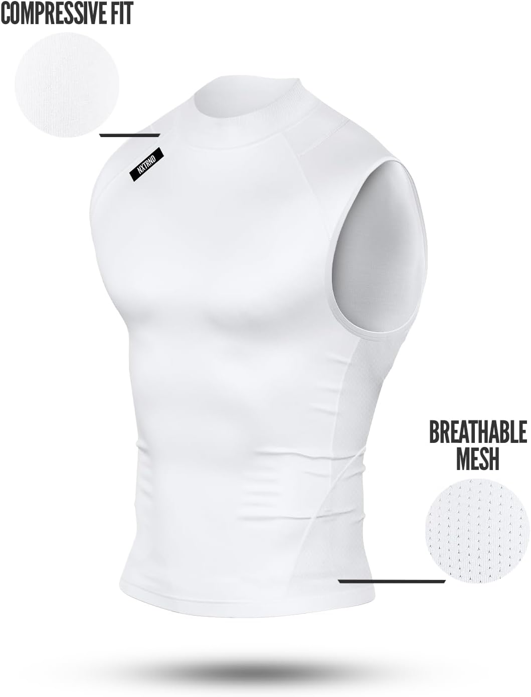 Nxtrnd Men's Turtleneck Compression Tank Top, Sleeveless Mock Neck - Image 3