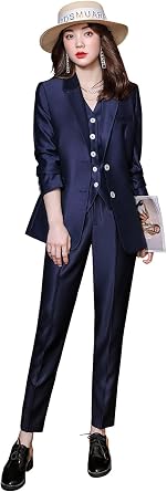 Amazon.com: LISUEYNE Conjunto de tres piezas para mujer de oficina, blazer  de negocios, traje de mujer para falda de trabajo, pantalones, chaleco y  chaqueta : Ropa, Zapatos y Joyería