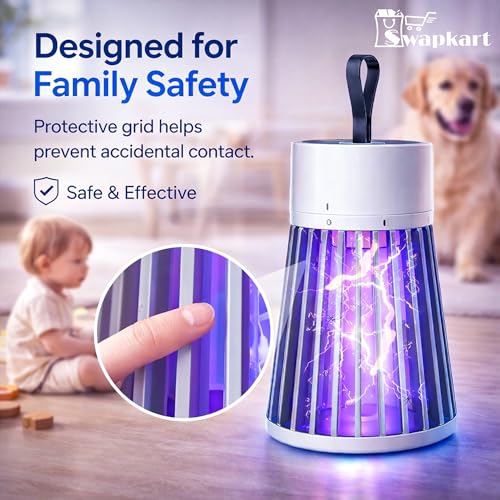 Image of SWAPKART Electric Mosquito Killer Lamp with UV Light | USB Powered Bug Zapper with LED Night Lamp | Silent & Safe Indoor & Outdoor Mosquito Trap Machine for Home