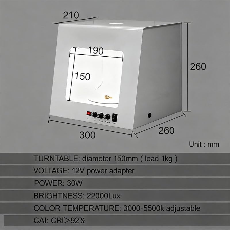 Namiot do fotografowania biżuterii, inteligentny obrotowy stół fotograficzny 20/30 cm, ściemnialny namiot do fotografowania biżuterii, softbox, do biżuterii i małych przedmiotów TB20