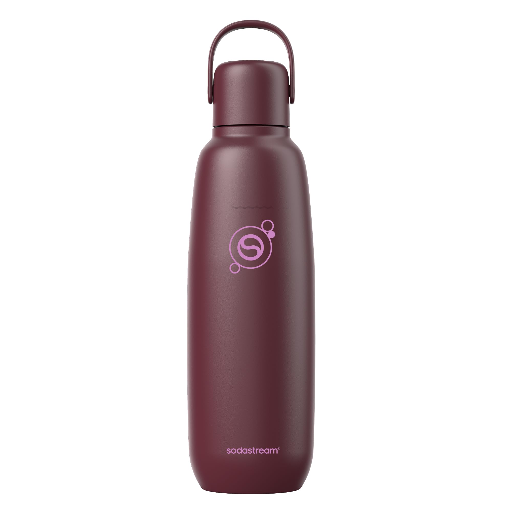 SodaStream Fizz & Go Cool, Stainless Steel Carbonated Water Bottle 0.9L, Insulated Metal Bottle for Sparkling Water, Compatible with Terra, Art, ENSO & More in Pomegranate