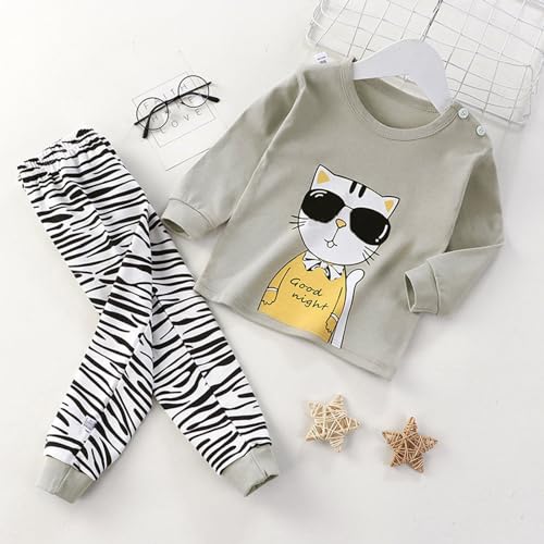 Toddler Baby Cotton 𝐏a𝐣ama Set Boys Girls 𝐏a𝐣amas Long Sleeve Top 𝐒lee𝐩wear Wide Leg Pants 2 Piece Cute 𝐋oun𝐠ewear2