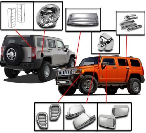 AMERICAN DASH Hummer H3 H-3 H 3 Chrome Exterior Abs Molding Trim Package Kit Set 2006 2007 2008 2009 2010 2011