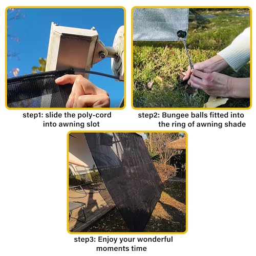 CYLAND RV Awning Sun Shade Screen 8'×15'3''(Fit for 16' Awning),Black Mesh Sunscreen Motorhome Camping Universal Trailer Awning Shadescreen with Complete Kits,Improves Shadow and Privacy by CYLAND - Used condition - Image 4