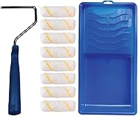 Pro Grade 10-Piece Mini Paint Roller Kit - Tray, 4" Frame & 8 Microfiber Covers for Walls, Ceilings & Trims