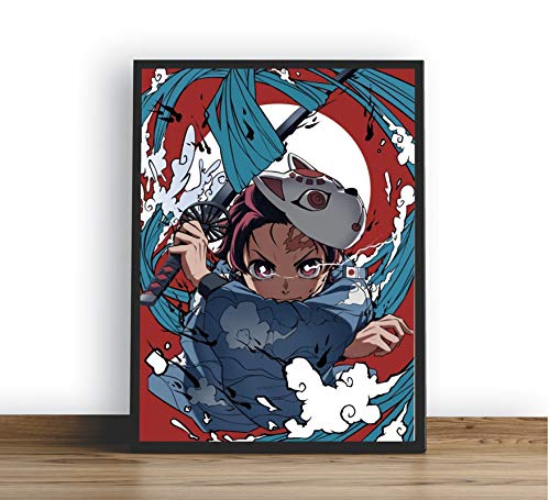 Quadro Decorativo Poste Demon Slayer Mascara Menpo