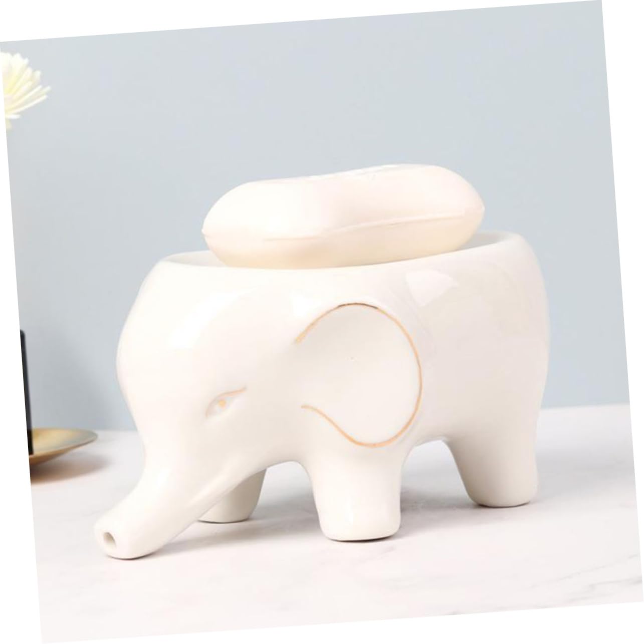 Jabonera de Cerámica Forma de Elefante Pequeño y Drenaje