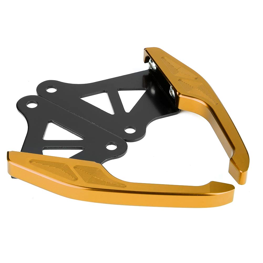 Barra di presa universale in alluminio per passeggero sul sellino posteriore della moto, kit di maniglie per la barra del sedile posteriore con finitura anodizzata per installazion (Oro)