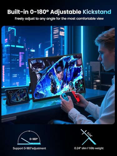 undefined UPERFECT Portable Monitor 18.5 inch 120HZ 125% sRGB 1080P w/VESA & Stand, Large Portable Monitor FreeSync IPS HDR Gaming Display, HDMI USB C Travel Second Screen for Laptop MacBook の商品画像 4