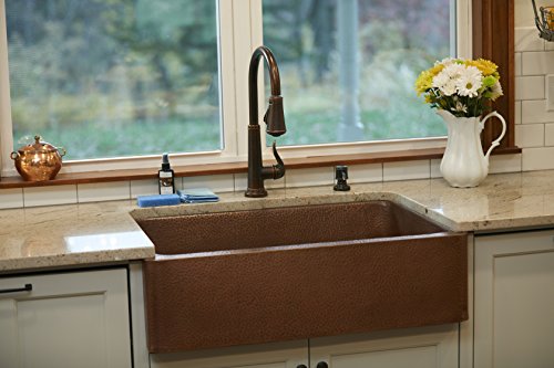 Adams Copper 33" Single Bowl Farmhouse Apron Kitchen Sink #TOP3