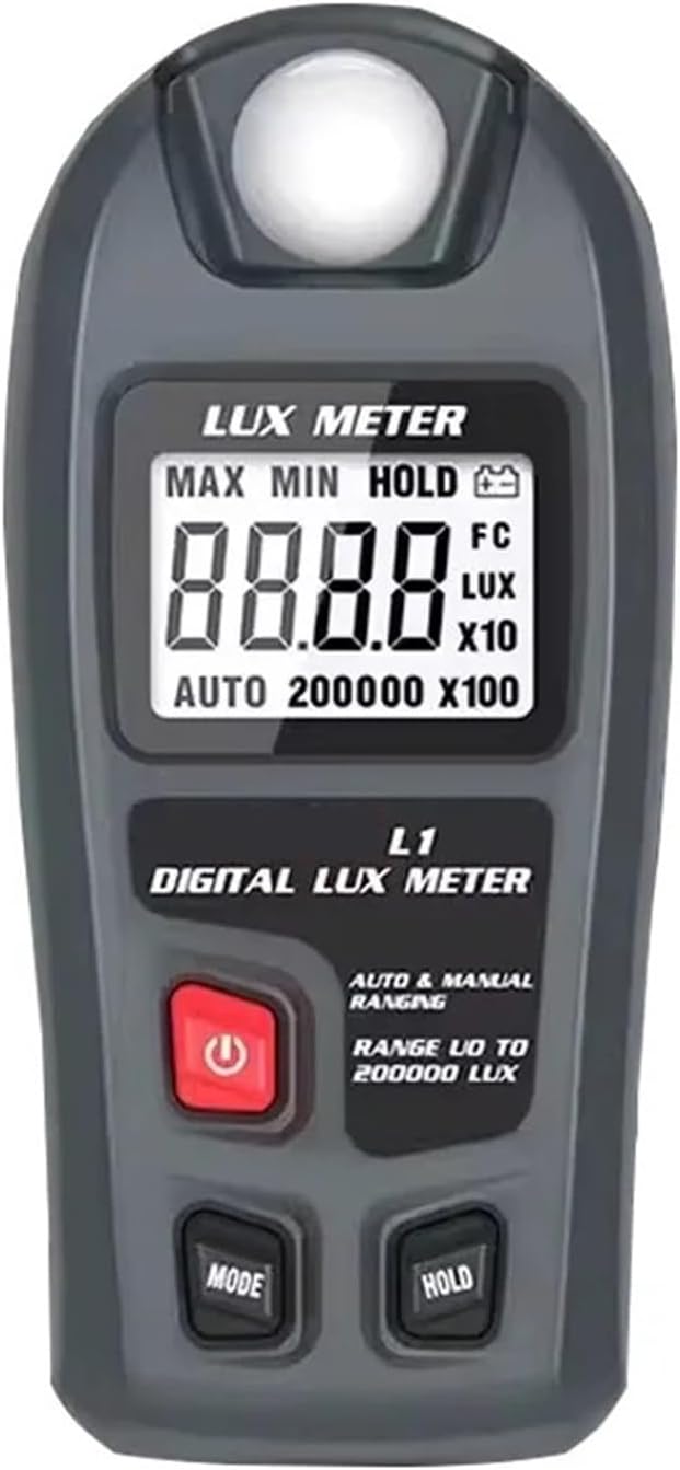Light Meter, L1 Digital Lux Meter 200000 Lux Light Meter FC/Lux High Accuracy LCD Tester