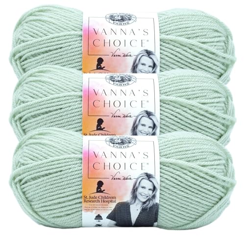 Image of Lion Brand Yarn, Vanna's Choice Crochet Yarn, Sea Glass, Green, 3 Pack | Everyday Basic Worsted Weight Acrylic Knit & Crochet Fiber for Blankets, Bags, Sweaters, Hats, Scarves