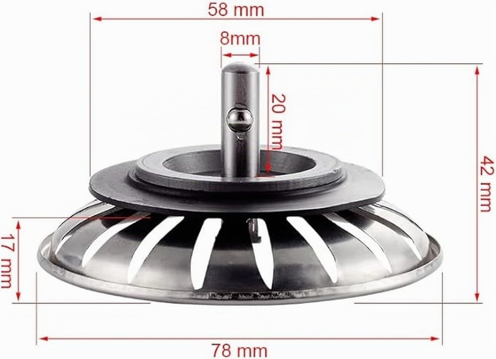 Ibergrif M34351-2 Tappo Filtro per Lavello da Cucina Universale, Tappo Lavandino Cucina Acciaio Inox, Argento, 2 Pezzi (Diametro: 78 mm)