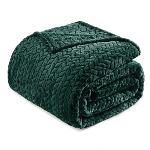 Image of Exclusivo Mezcla Soft Fleece Bed Blanket Queen Size, 90 inchx90 inch, Forest Green