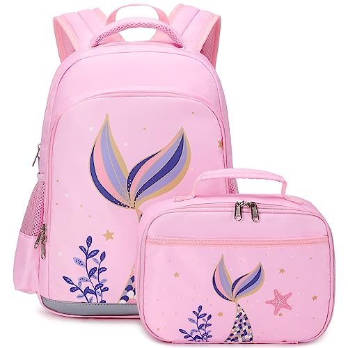 Jianya Girls Backpack For School Kids Bookbag Kindergarten Elementary Backpack Lunch Box Set #TOP4