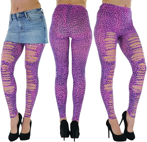 Image of ToBeInStyle Women's Slashed Ripped Shredded Distressed Hosiery Tights Leggings Music Festival