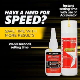 STARBOND Thick CA Glue (3X 2 oz) with Accelerator (3X 6 oz) - Super Craft Glue for Wood, Plastic, Metal, Leather, Ceramic - Cyanoacrylate Glue for Woodworking, Woodturning, Guitar, Hobby