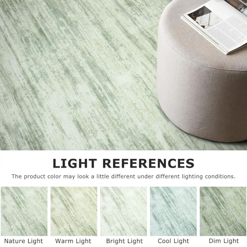 3x5 Sage Green Modern Abstract Rug for Farmhouse, Super Soft Washable Rug with Non-Slip, Low-Pile Indoor Door Area Rug for Living Room Bedroom, Carpet with Non-Shedding